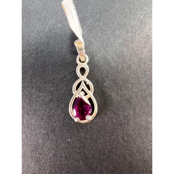 NEW raspberry rhodolite garnet sterling silver twist pendant - Picture 3 of 10